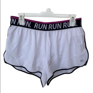 Forever 21 Running Shorts White Lined Thick Waistband